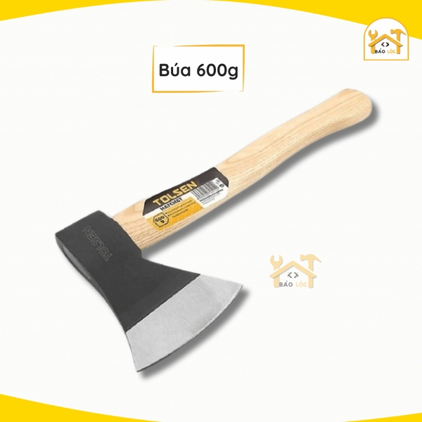 Búa rìu cán gỗ 600g, 800g, 1000g, 1250g - TOLSEN (25253, 25254, 25255, 25256) thép Carbon, bổ củi, chặt cây