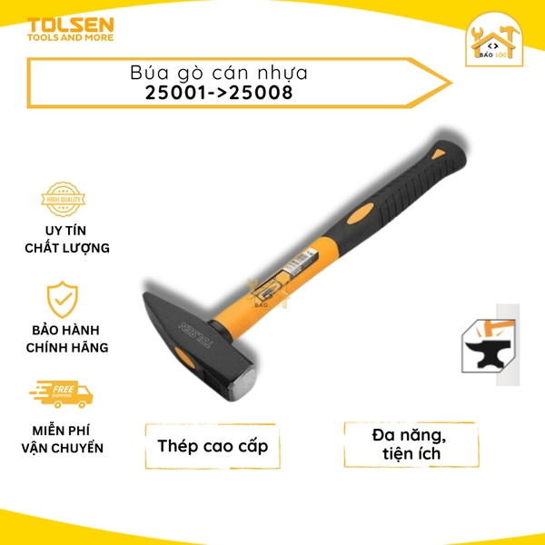 Búa gò đầu vát cán nhựa TOLSEN 25001 (200g), 25002 (300g), 25003 (500g), 25005 (800g), 25006 (1000g), 25007 (1500g), 250