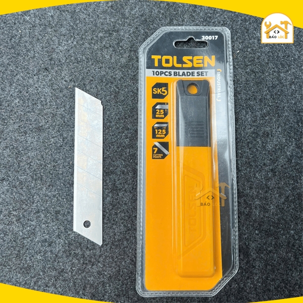 Dao rọc giấy thay lưỡi tự động, loại lớn 25x125x0.7mm công nghiệp thép SK5 Tolsen 30016, 30017