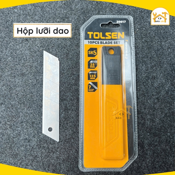Dao rọc giấy thay lưỡi tự động, loại lớn 25x125x0.7mm công nghiệp thép SK5 Tolsen 30016, 30017