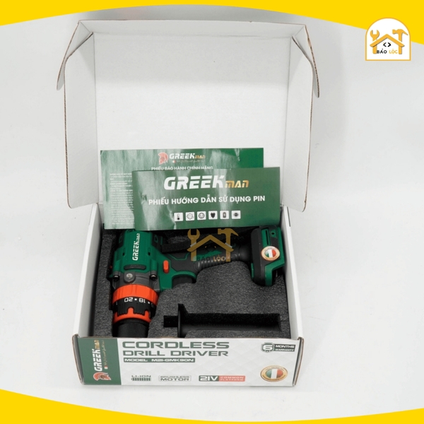Máy khoan pin GREEK MAN M21-GMK90N , Lực siết 90NM, Chuyên khoan bê tông, khoan tường, sắt, gỗ, bắt vít