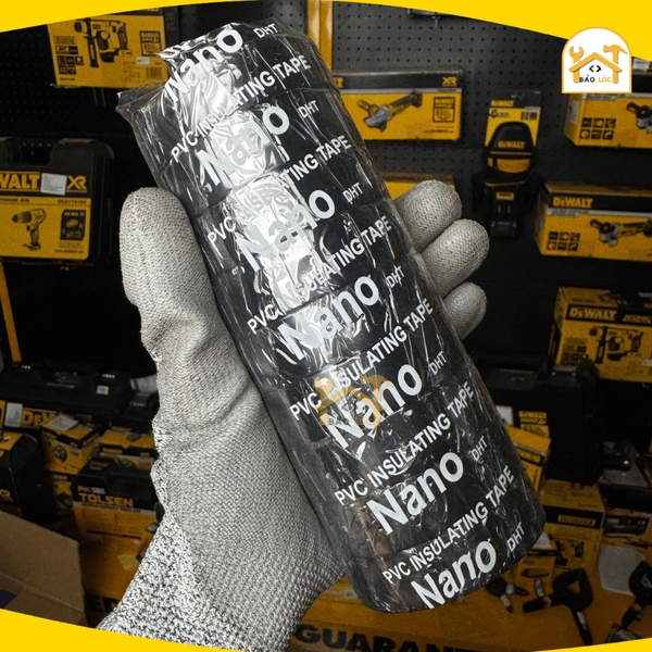 Băng keo đen cách điện Nano 0,12mmx18mmx20Yard - Chất liệu Rubber bám dính tốt, PVC tính đàn hồi cao.