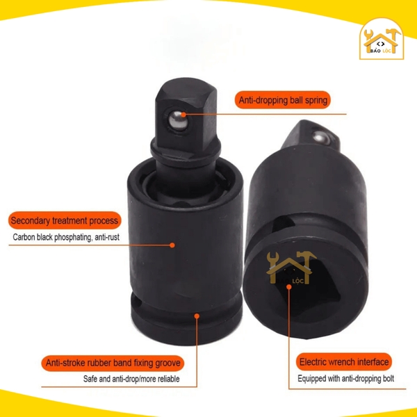 Đầu nối lắc léo đen công nghiệp 1/2 TOLSEN 18288-Đầu tuýp lắc léo cho máy bulong