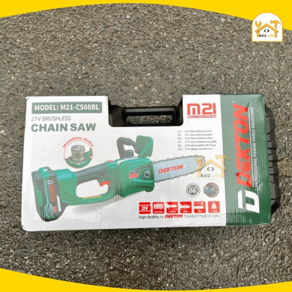Máy Cưa Xích Chân Pin Phổ Thông Dekton M21-CS08BL - Motor Brushless - Lam Xích 8 Inch - Hàng chính hãng.