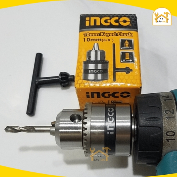 Đầu khoan INGCO KC1001 Đầu máy khoan khả năng khoan 0.8-10mm, kích thước kết nối 3/8