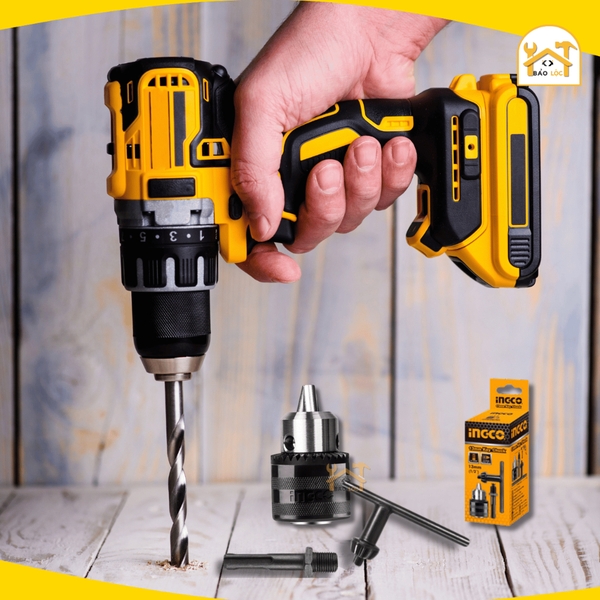 Đầu kẹp mũi khoan 13mm kèm khớp nối chuyển đổi máy khoan gài INGCO KC1301.1 - Hàng chính hãng.