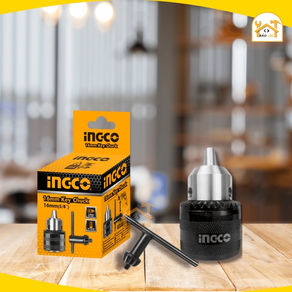 Đầu khoan 16mm không ren/ răng cho máy khoan bàn INGCO KC1602W, kèm theo 1 khoá vặn 80mm - Hàng chính hãng.