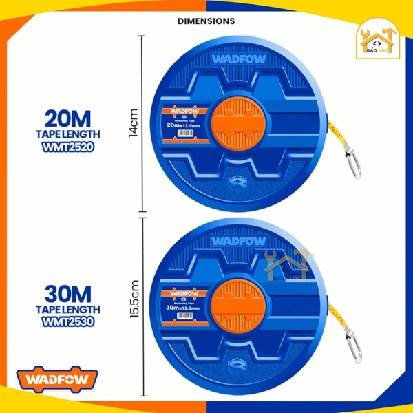 Thước cuộn thép 20mx12.5mm hệ inch và mét  Wadfow WMT3520