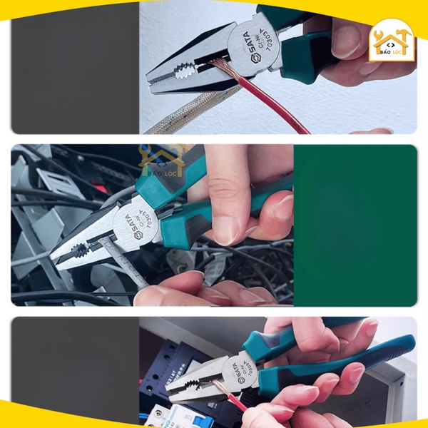 Kìm điện tuốt dây trợ lực 6 inch 150mm  Sata 70-301A , chất liệu Thép Niken Crom - Hàng chính hãng.