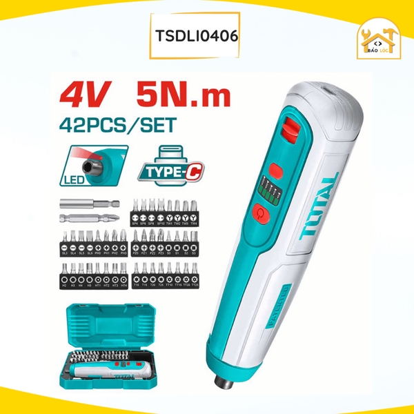 Máy siết vít dùng pin 4V chuôi lục giác 1/4 TOTAL TSDLI0406 hàng chính hãng