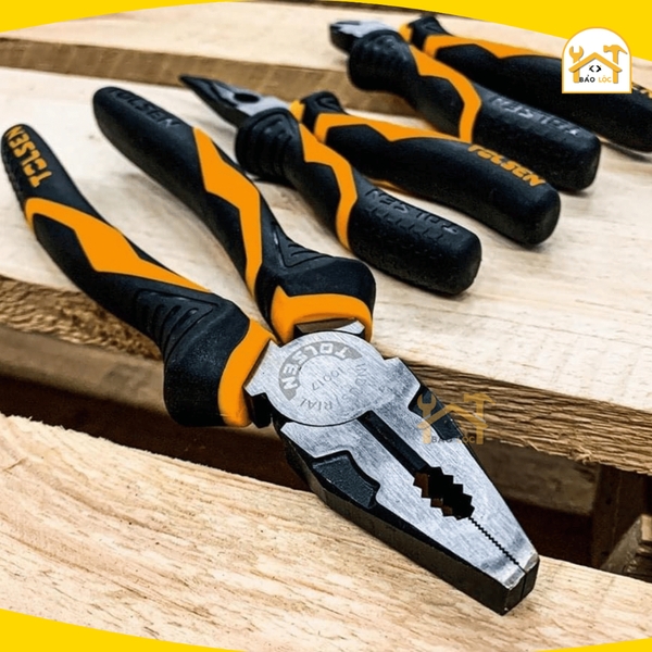 Kìm răng, kềm điện công nghiệp mũi bằng 6inch,7inch,8inch/160mm,180mm,200mm Tolsen 10015, 10016, 10017 - Hàng chính hãng