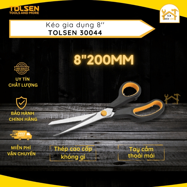 Kéo gia dụng, cắt vải 8 inch 200mm Tolsen 30044 - Hàng chính hãng.