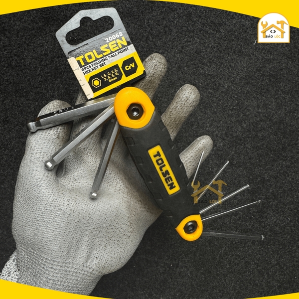 Bộ lục giác xếp gọn 8 cây đầu bi thép Cr-V  Tolsen 20068 - Hàng chính hãng.