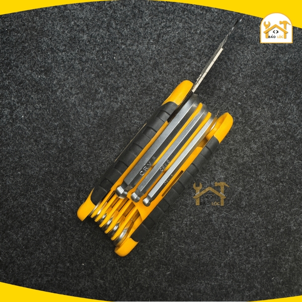 Bộ lục giác xếp gọn 8 cây đầu bi thép Cr-V  Tolsen 20068 - Hàng chính hãng.