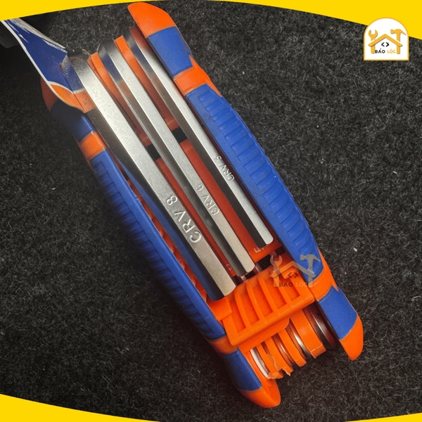 Bộ 8 chìa lục giác đầu bằng dạng xếp 1.5-8mm Wadfow WHK1281, chất liệu Thép Cr-V - Hàng chính hãng.