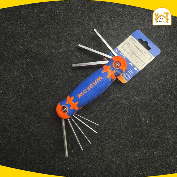 Bộ 8 chìa lục giác đầu bằng dạng xếp 1.5-8mm Wadfow WHK1281, chất liệu Thép Cr-V - Hàng chính hãng.