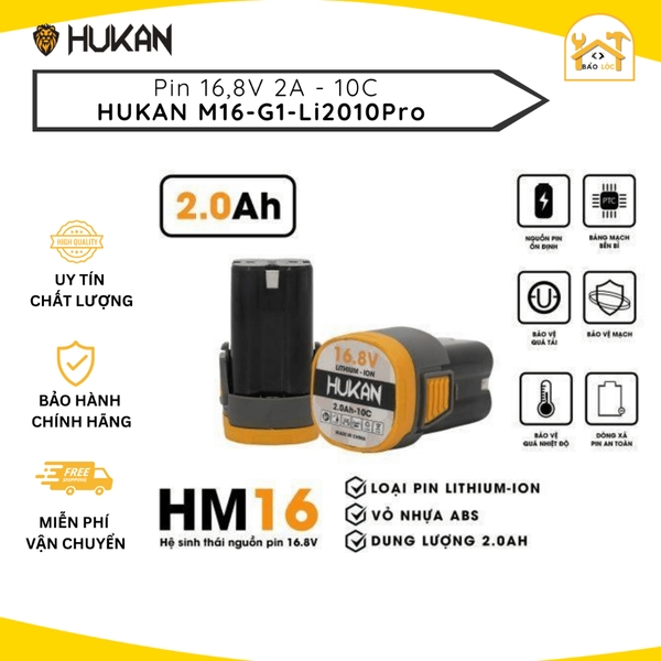 Sạc pin, pin 16.8V HUKAN M16-G1-Li1505s, M16-G1-Li2010Pro, M16-G1SC1101 - Hàng chính hãng.