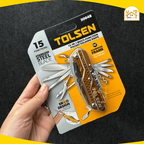 Bộ dao xếp đa năng 15in1 TOLSEN 30048 Bộ dao nhiều lưỡi mọc khóa - Hàng chính hãng.