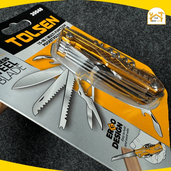 Bộ dao xếp đa năng 15in1 TOLSEN 30048 Bộ dao nhiều lưỡi mọc khóa - Hàng chính hãng.