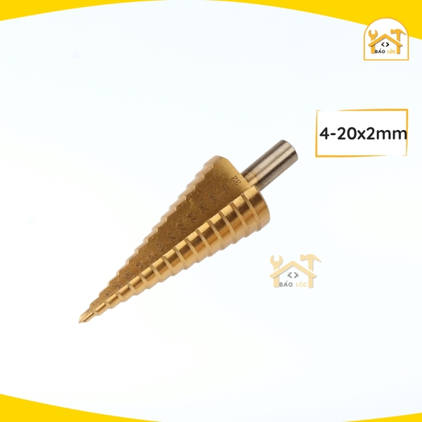 Mũi khoan bậc Titanium HSS 4-12x2mm, 4-20x2mm, 4-32x2mm Tolsen 75871/75872/75873 - Hàng chính hãng.