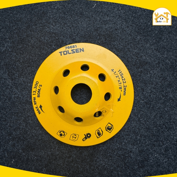 Đĩa kim cương mài gạch, đá, bê tông cao cấp Tolsen 100mm,115mm,125mm - Tolsen 76680,76681,76682 - Hàng chính hãng.