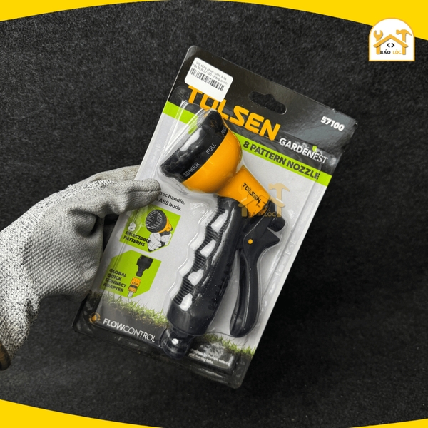 Vòi phun nước 8 tia TOLSEN 57100, nhựa ABS cao cấp, xịt rửa xe, tưới cây, làm vườn – Tiêu chuẩn EU - Hàng chính hãng.