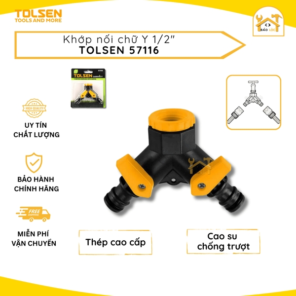 Khớp nối thông minh chia 2 vòi nước có van khoá Đóng Mở Tolsen 57116 phụ kiện vòi nước xịt rửa vệ sinh tưới cây gia đình