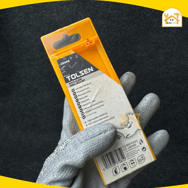 Bộ 5 mũi khoan kính kích thước 4,5,6,8,10mm Tolsen 75688 , chất liệu thép Carbon #45- Hàng chính hãng.