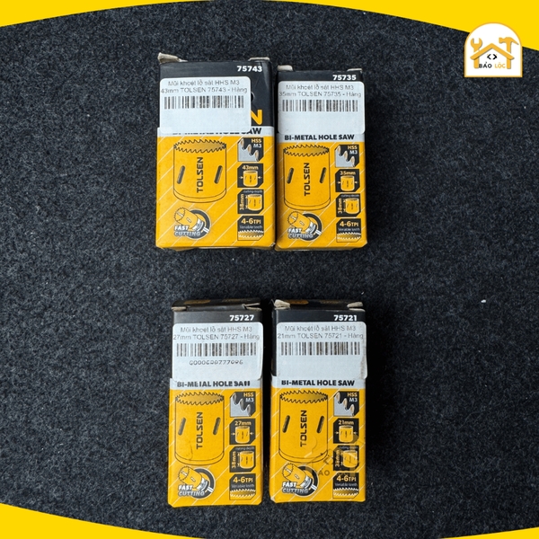 Mũi khoét lỗ sắt TOLSEN kích cỡ 21,27,35,43mm - 75721,75727,75735,75743 - Hàng chính hãng.