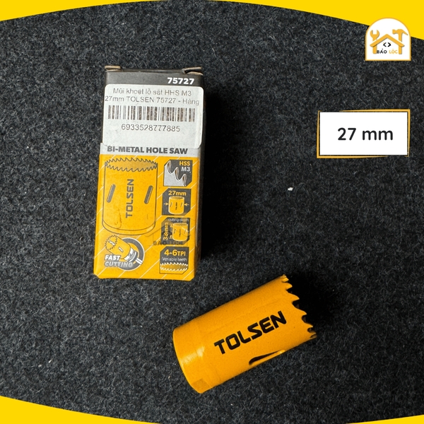 Mũi khoét lỗ sắt TOLSEN kích cỡ 21,27,35,43mm - 75721,75727,75735,75743 - Hàng chính hãng.