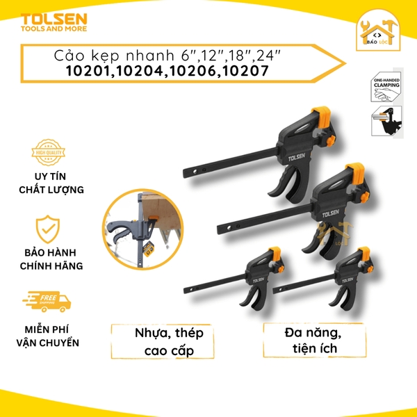 Cảo kẹp gỗ nhanh Tolsen 6,12,18,24 inch - 150,300,450,600mm - 10201,10204,10206,10207