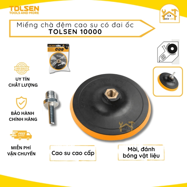 Miếng Chà Đệm Cao Su Tolsen Có Đai Ốc đánh bóng và mài kim loại, gạch đá 115,125,150mm - 77260, 77261, 77262 -
