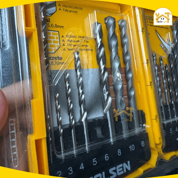 Bộ 16 mũi khoan đa năng TOLSEN 75628, hợp kim thép cứng chắc, khoan thép, gỗ, đá hoa cương, bê tông