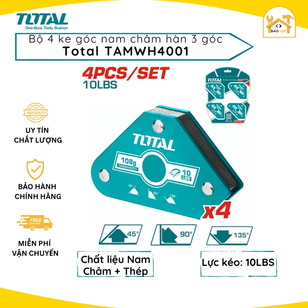 Bộ ke góc hàn nam châm 3 góc Total TAMWH4001 4 nam châm mini 45 độ, 90 độ, 135 độ