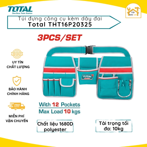 Túi đựng công cụ kèm dây đai THT16P20325 Total - Hàng chính hãng.