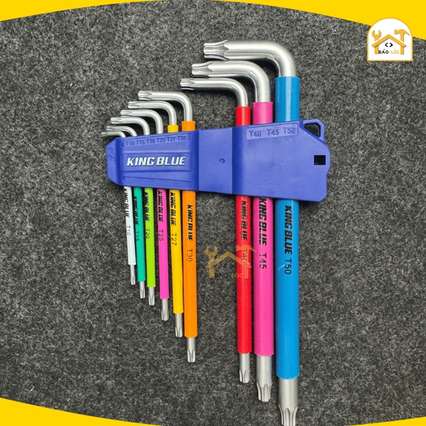 Bộ 9 lục giác KingBlue KL9-09 (đầu hoa thị) - Thép S2 cao cấp có độ bền cao - Hàng chính hãng.