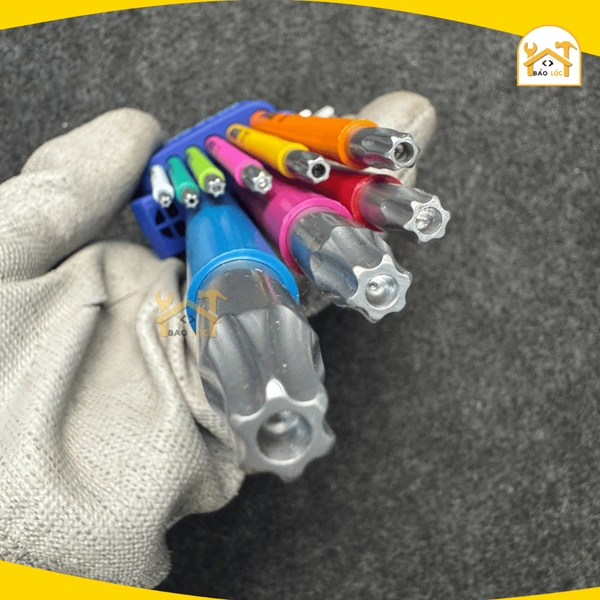 Bộ 9 lục giác KingBlue KL9-09 (đầu hoa thị) - Thép S2 cao cấp có độ bền cao - Hàng chính hãng.