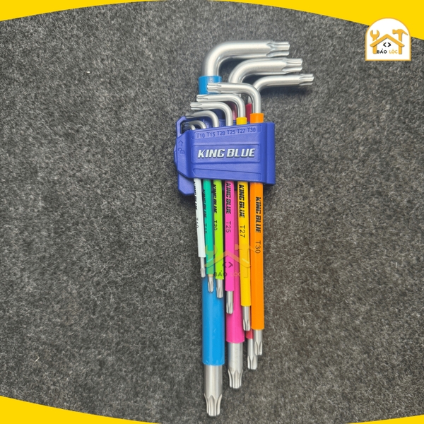 Bộ 9 lục giác KingBlue KL9-09 (đầu hoa thị) - Thép S2 cao cấp có độ bền cao - Hàng chính hãng.