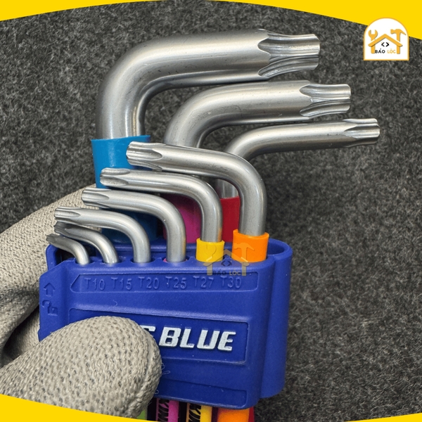 Bộ 9 lục giác KingBlue KL9-09 (đầu hoa thị) - Thép S2 cao cấp có độ bền cao - Hàng chính hãng.