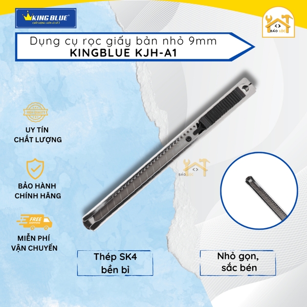 Dụng cụ rọc giấy bản nhỏ 9mm Kingblue KJH-A1, chất liệu thép SK4 bền bỉ, chống gỉ sét - Hàng chính hãng.