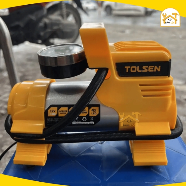 Máy bơm lốp xe 12V mini, 120W 30L/phút Tolsen 65515 - Hàng chính hãng.