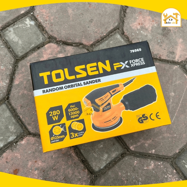 Máy chà nhám đánh bóng tròn 280W, TOLSEN 79566  đế nhám phi125mm, chịu lực tốt - Hàng chính hãng.