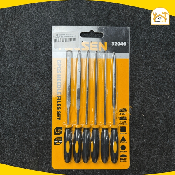 Bộ dũa kim cương mini 3mm*100mm TOLSEN 32046, bộ dũa đa năng, thép hợp kim cao cấp, tay cầm bọc nhựa, chuyên mài dũa kim