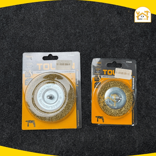 Bánh cước thép dây mài tuần hoàn có chân 50,75,100mm, Trục 6,35mm 1/4 inch- Tolsen 775420,77542,77543
