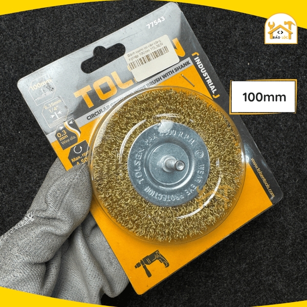 Bánh cước thép dây mài tuần hoàn có chân 50,75,100mm, Trục 6,35mm 1/4 inch- Tolsen 775420,77542,77543
