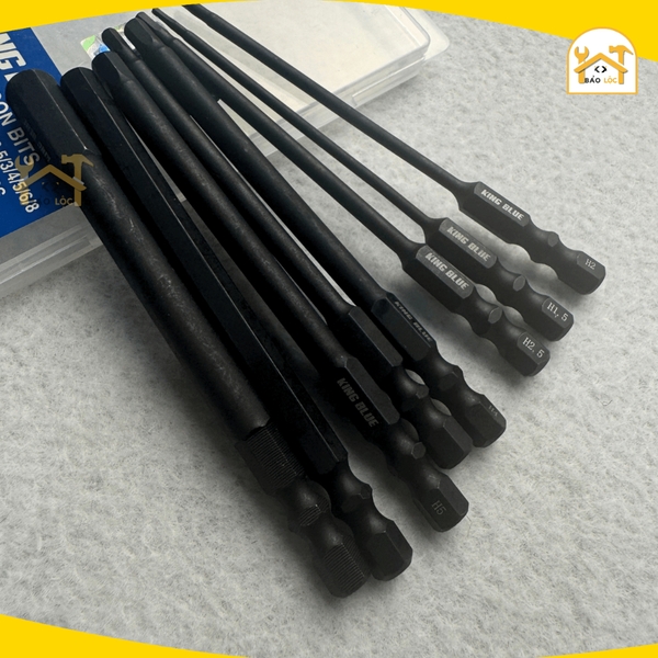 Bộ lục giác KingBlue L8100E, kích thước 100mm, Chuôi Lục Giác 6.35mm, chất liệu thép S2, chân lục giác có từ tính