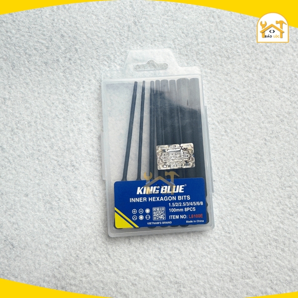 Bộ lục giác KingBlue L8100E, kích thước 100mm, Chuôi Lục Giác 6.35mm, chất liệu thép S2, chân lục giác có từ tính