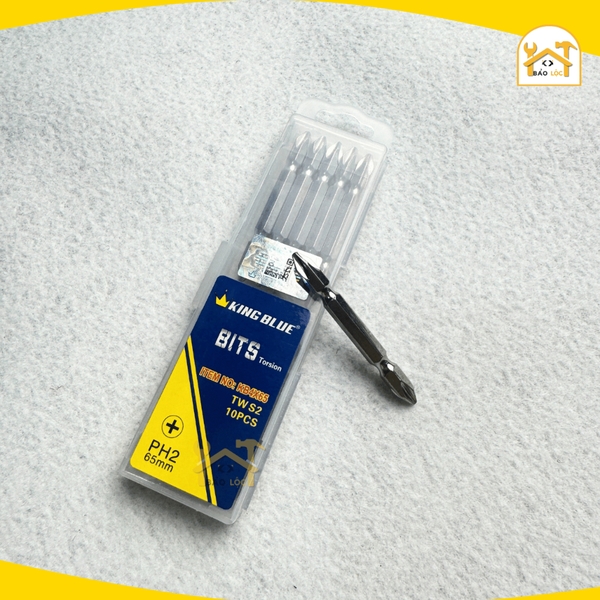 Mũi bắn vít bake PH2 65mm, 100mm KingBlue KB4x65T, KB4x100T  Mũi siết vít, bắt vít 2 đầu chất liệu thép S2 cao cấp, màu