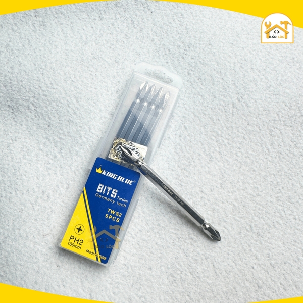 Mũi bắn vít bake PH2 65mm, 100mm KingBlue KB4x65T, KB4x100T  Mũi siết vít, bắt vít 2 đầu chất liệu thép S2 cao cấp, màu