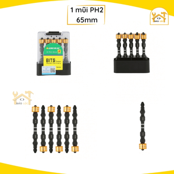 Đầu bắn vít nam châm King Blue KB4x65S/ KB4x100S, đầu vít PH2, thép S2 Taiwan cao cấp